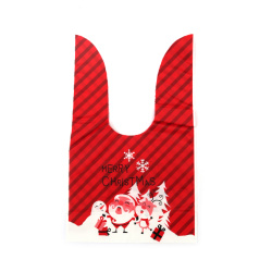 PE Christmas Gift Bags with Handles – Red, 14x23 cm, Santa Claus, Reindeer & Snowman Design – Pack of 50