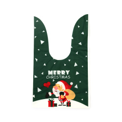 Green PE Gift Bags 14x23 cm with “Merry Christmas” & Santa Claus Design – Set of 50