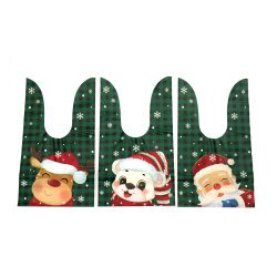 Pungi cadou de Crăciun cu mânere din material PE 14x23 cm MIX 5 modele cu prieteni zâmbitori de Crăciun - 50 bucăți