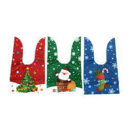 Christmas Gift Bags with Ears – 14×23 cm, PE Material, MIX of 5 Cheerful Designs Featuring “Christmas Mood”, 50 pcs – Perfect for Wrapping Holiday Gifts and Party Treats