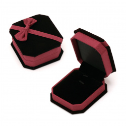 Velvet Jewelry Gift Box / 78x66x33 mm / Black with Red