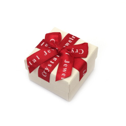 Jewelry Gift Box / 5x5 cm / White with Red Ribbon