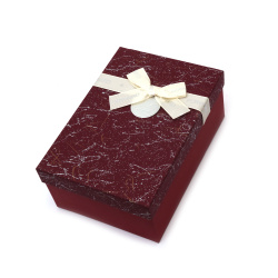 Cutie cadou cu panglică albă 19x12x7 cm culoare bordo