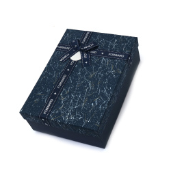 Cutie cadou cu panglică 29x21x9 cm culoare albastru închis