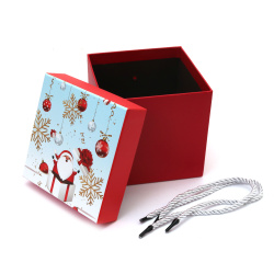 Cutie cadou de Crăciun 13x13x12,8 cm culoare roșie cu Moș Crăciun