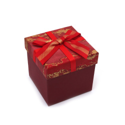 Cutie cadou 10x10x9,5 cm, culoare roșie, cu capac imitație de marmură