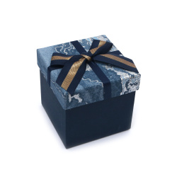 Cutie cadou 10x10x9,5 cm albastră cu capac imitație marmură