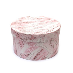 Cutie cadou rotundă 17x17x9.5 cm imitație marmură roz