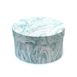 Cutie cadou rotundă 20x20x11 cm imitație marmură albastră