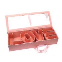 Кутия за подарък LOVE 56x20x10 см цвят розов