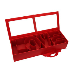 Кутия за подарък LOVE 56x20x10 см цвят червен