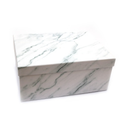 Кутия за подарък 21x14x8.5 см имитация мрамор бял