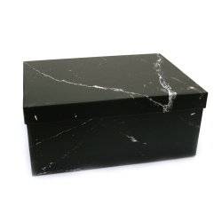 Кутия за подарък 21x14x8.5 см имитация мрамор черен