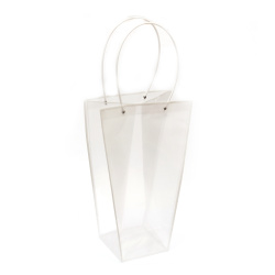 Торбичка за подарък прозрачна PVC размер без дръжки 28x15x42.5 см с бял кант