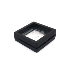 Plastic Box with Transparent Highly Elastic Foil / 70x70x20 mm /  Black Color