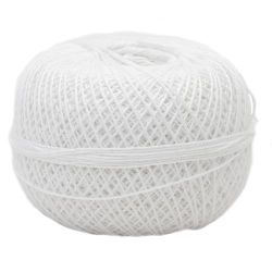 Cotton yarn for handmade clothes and accessories  1.4 mm -100 grams-380 meters White