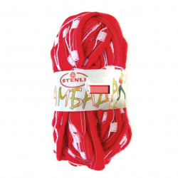 LAMBADA Yarn / Red with White /  100 percent Acrylic / 50 grams - 27 meters