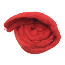 YARN WOOL felt tape red for handmade clothes and accessories -50 grams ~ 1.8 meters