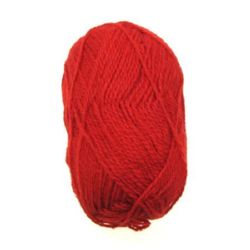 Ethno red wool yarn  for handmade clothes and accessories100 grams -170 meters