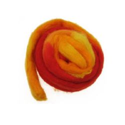 Прежда ВЪЛНА филц лента меланж жълто, оранжево, червено -50 грама ~1.8 метра