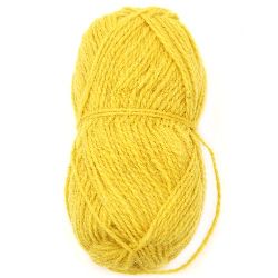 Ethno yellow wool yarn  for handmade clothes and accessories100 grams -170 meters