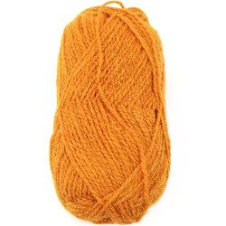 Ethno orange woolen yarn for handmade clothes and accessories 100 grams -170 meters