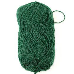 Woolen yarn for handmade clothes and accessories green dark 100 grams -170 meters
