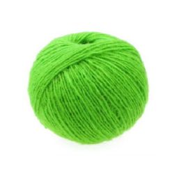 wool yarn for handmade clothes and accessories green light -50 grams