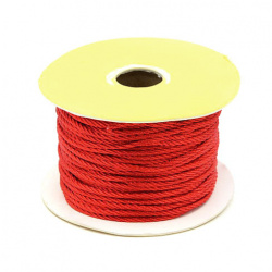 Snur poliester 2 mm roșu ~ 45 metri