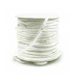 Текстилен шнур за Сутаж 3 мм цвят бял -1 метър