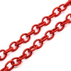 Silk chain 10x8x7 mm handmade 85 cm red