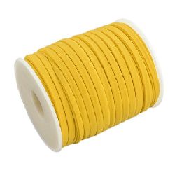 Копринен шнур 5x3 мм Habotai цвят жълт -1 метър