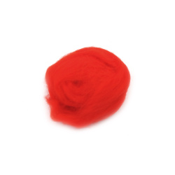 Felting Wool 100% MERINO, 66S-21 Micron / Color: Orange-Red - 4~5 grams