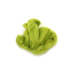 Wool for Felting, 100 Percent MERINO, 66S-21 micron, color Light Olive -4~5 grams