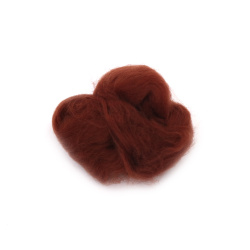 100% MERINO Felting Wool,   66S-21 micron / Color: Hot Chocolate - 4~5 grams