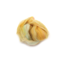 100% MERINO Felt Wool, 66S-21 micron, color Yellow Melange -4~5 grams