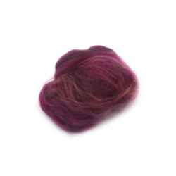 Wool for Felting 100% MERINO, 66S-21 micron, color Dark Cyclamen Melange -4~5 grams