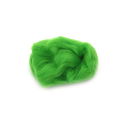100% MERINO Felting Wool,    66S-21 micron / Color: Bright Green - 4~5 grams
