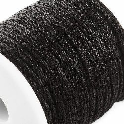 Κορδόνι πολυεστέρα, ποντικοουρά 1,5 mm στρογγυλό μαύρο - 5 μέτρα