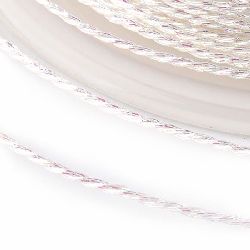 Шнур за нанизване ламе 0.8 мм 9 ката цвят бял ~60 метра