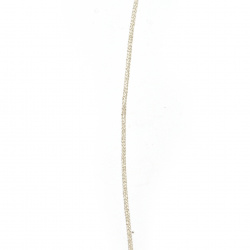 Шнур  полиестер 1 мм с ламе твърд цвят бял -10 метра