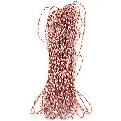 Paper cord 2 mm white and red -20 meters