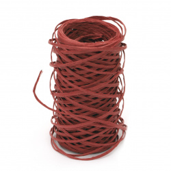 Хартиен шнур с тел 2 мм цвят червен -30 метра