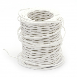 Хартиен шнур с тел 2.5 мм цвят бял -50 метра