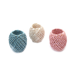 Paper Cord with Lamé Thread, 2 mm, Three Colors: White, Blue and Pink x 20 meters 