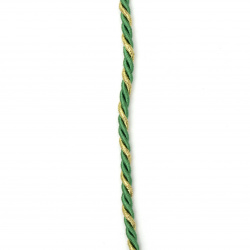  Snur  3 mm răsucite cu culoare verde și auriu cu lame -5 metri