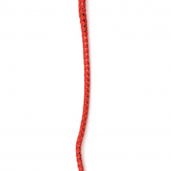 Шнур полиестер 4 мм червен с ламе ~5 метра