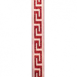 Banda pe zigzag alb și roșu de 15 mm față-verso