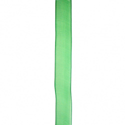 Лента органза 15 мм зелена тъмна -45 метра