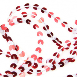 Πούλιες / παγιέτες λωρίδα 6 mm λευκό και κόκκινο